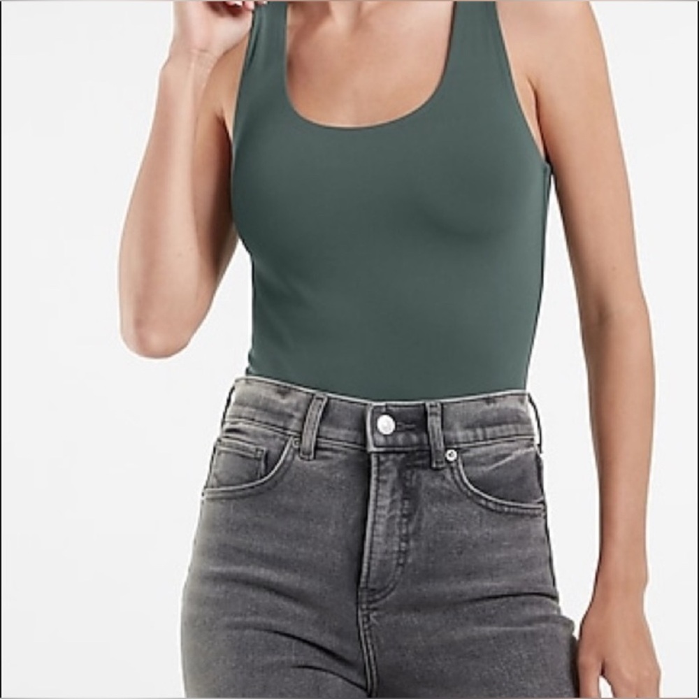 Express Scoop Neck Bodysuit - Olive Green